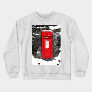 Red Royal Mail POST BOX. Christmas/ Winter Illustration. Robins. Crewneck Sweatshirt